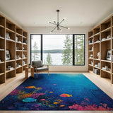 Vibrant Deep Sea Coral Reef Fish Area Rug