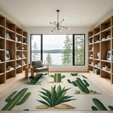 Green Cactus Succulent Desert Area Rug