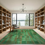 Green Geometric Stripe Patchwork Area Rug