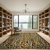 Orange Leopard Print Area Rug with Black Border