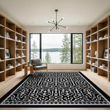 Traditional Persian Black and White Intricate Black White Persian Area Rug