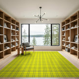 Vibrant Yellow Black Grid Geometric Area Rug