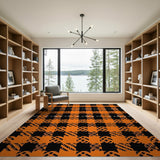 Rustic Farmhouse Orange Orange Black Buffalo Plaid Area Rug