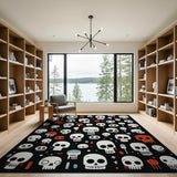 Playful Cartoon Skull Area Rug