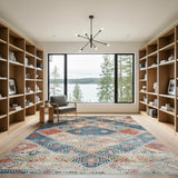 Blue Distressed Vintage Diamond Area Rug