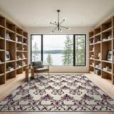 Elegant Maroon Fleur-de-Lis Damask Area Rug