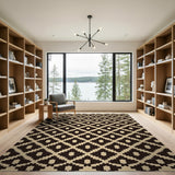 Beige Black Diamond Geometric Area Rug