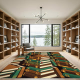 Stacked Books Brown Washable Area Rug
