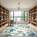 Floral Vintage Blue Hydrangea Floral Vintage Area Rug