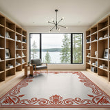 Red Ornate Paisley Border Area Rug