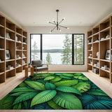 Boho Chic Green Lush Green Monstera Leaves Area Rug