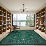 Teal Green Southwestern Geometric Area Rug