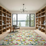 Whimsical Pink Purple Yellow Floral Vine Rug
