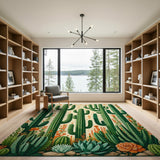 Vibrant Desert Cacti Succulents Area Rug