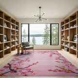 Floral Vintage Pink Blush Pink Cherry Blossom Area Rug
