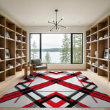 Bold Red Black Geometric Plaid Area Rug