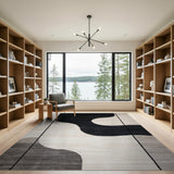 Bold Black Abstract Curve Area Rug