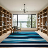 Layered Blue Waves Coastal Area Rug