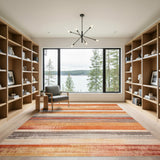 Orange Distressed Orange Striped Area Rug