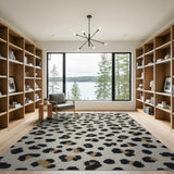 Leopard Print Area Rug in Black Gold Cream