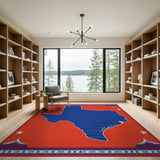 Texas Lone Star Blue Outline Red Southwestern Rug