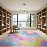 Vibrant Multi-Color Burst Washable Area Rug