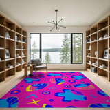 Multi-color and Patterns Vibrant Pink Blue Abstract Area Rug
