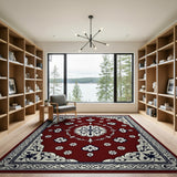 Red Traditional Persian Floral Red Area Rug