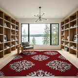 Red Snowflake Geometric Modern Area Rug
