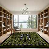 Dancing Skeletons in Ornate Yellow Frame Rug