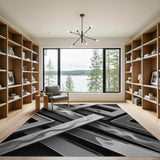 Black White Wave Geometric Area Rug