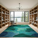 Emerald Wave Abstract Green Area Rug