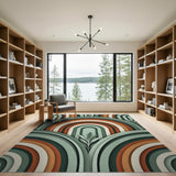 Layered Arch Leaf Multi-Color Geometric Area Rug