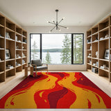 Fiery Flames Abstract Area Rug