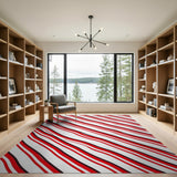 Bold Red Wavy Stripe Area Rug