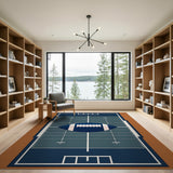 Navy Football Field Geometric Area Rug