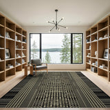 Black and White Black White Geometric Modern Area Rug