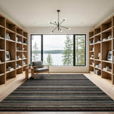 Tribal Irregular Stripe Area Rug Black White