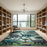 Playful Dinosaur Jungle Area Rug