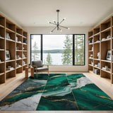 Emerald Malachite Gold Vein Abstract Area Rug