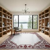 Ornate Red Floral Vine Border Rug