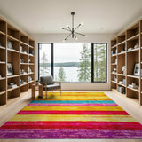 Vibrant Rainbow Stripe Tufted Area Rug