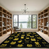 Adorable Yellow Cartoon Cats Area Rug
