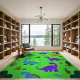 Vibrant Cartoon Dinosaur Area Rug