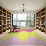Vibrant Pink Yellow Geometric Triangle Area Rug