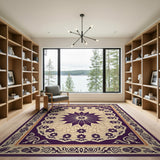 Purple Purple Floral Medallion Persian Area Rug