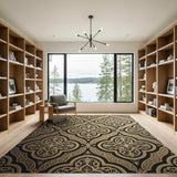 Opulent Gold Quatrefoil Medallion Rug