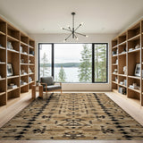 Tan Black Southwestern Geometric Area Rug