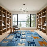 Playful Cartoon Cats Kids Cartoon Area Rug