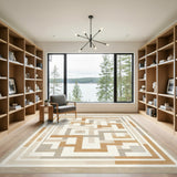 Brown Geometric Labyrinth Area Rug